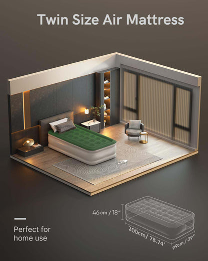 Einzel-Luftbett, aufblasbares Bett mit eingebauter elektrischer Pumpe